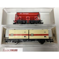Fleischmann 'N' gauge - thirteen goods wagons Nos.8201K, 8234K, 8240K, 8282, 8325, 8330, 8372K, 8488K, 8515K, 834606K, 852401K, 852404K & 868523K; all boxed (13)