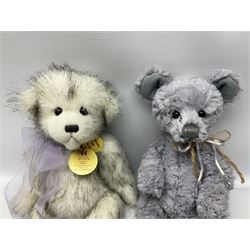 Eight Charlie Bears, comprising limited edition example Nina CB171785A, designed by Isabelle Lee, limited to 3000, Nyah CB191931A, designed by Isabelle Lee, Molly CB110310B, designed by Heather Lyell, Mooch CB206025O, and Gallivant CB195197O, each with tags, plus three lacking tags, CB165133, and two small unnamed examples