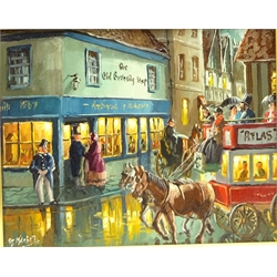  The Old Curiosity Shop, London, pair of 20th century oils on canvas signed by Reginald John Mitchell (1923-) 19cm x 24cm (2)  