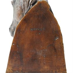 Sally Arnup FRBS ARCA (1930-2015): Study of Horse's Head, bronze, signed and numbered I/X, mounted on white marble base, including base H30.5cm 