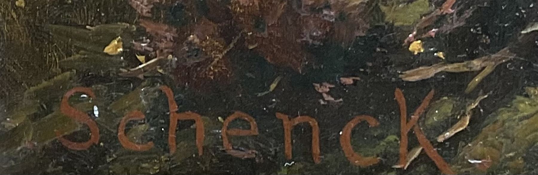 August Friderich Albercht Schenck (Danish 1828-1901): Sheep and Goats with the Shepherd's Children and their Dog, oil on canvas laid on board signed 39cm x 59cm