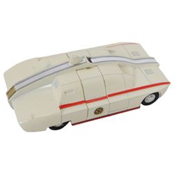 Two Dinky Toys diecast Captain Scarlet vehicles, comprising Spectrum Patrol Car no. 103, with red metallic body, white base, blue tinted windows and silver trim and Maximum Security Vehicle no. 105, the white body with red stripes and base, chrome trim and cast spun hubs, with radiation box, both boxed