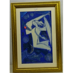  Nicolas Issaiev (Russian 1891-1977): Angel, mixed media collage with artist's studio stamp unsigned 44cm x 26cm   