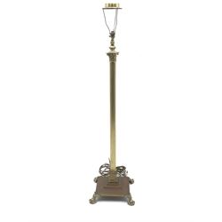  Brass Corinthian column standard lamp, H152cm  