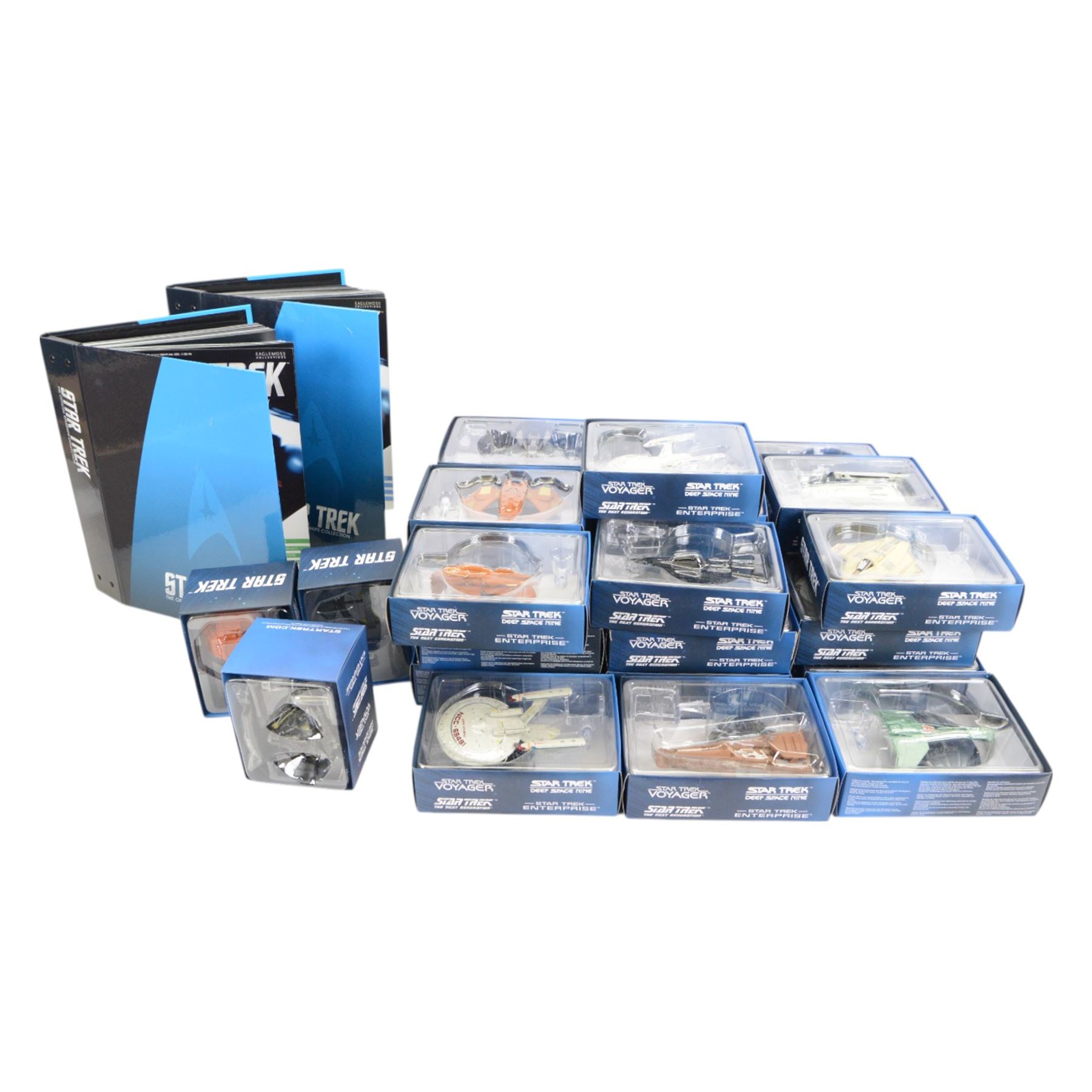 Thirty-two Eaglemoss 'Star Trek The Official Starship Collection' starships and accompanying magazines volumes 94 to 125, all starships boxed, magazines housed in folders