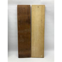 Eight 20th century hardwood Dutch folk art Speculaasplank or biscuit moulds, most examples typically carved with figures in traditional dress, tallest H60cm