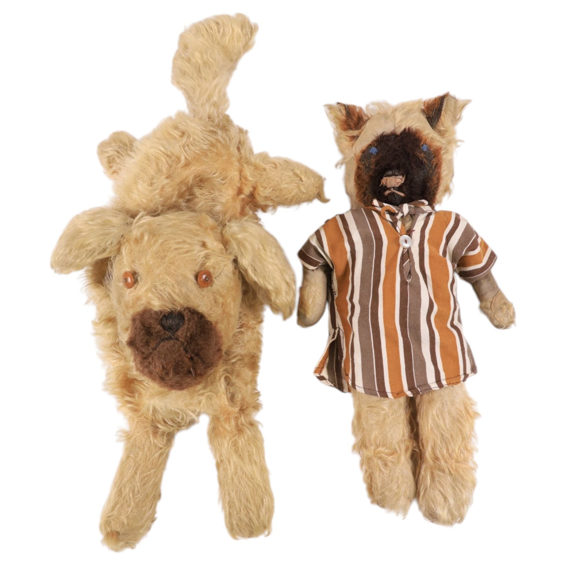 Four teddys including wombles, cat and dog