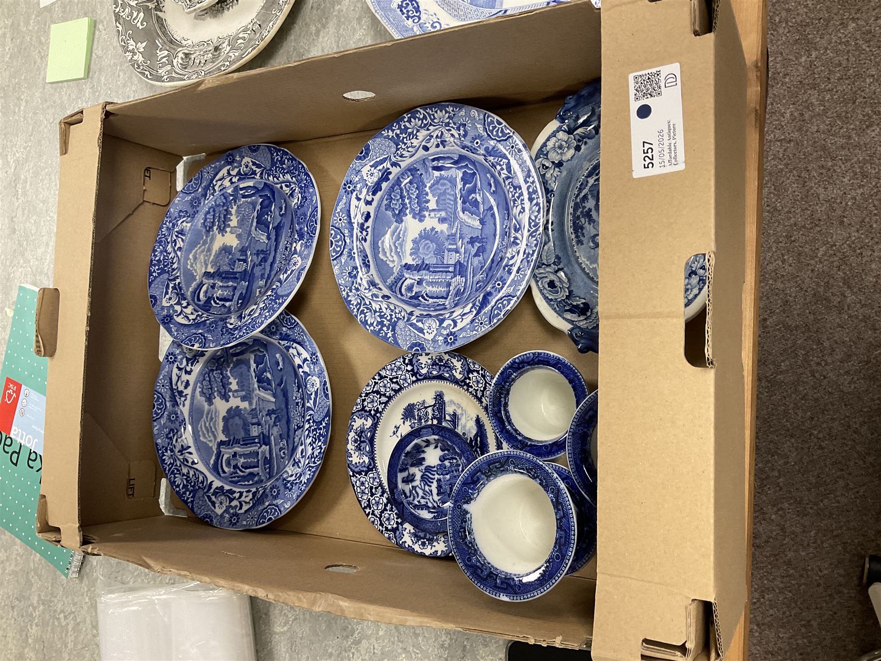Collection of blue and white, including Spode Italian pattern, Doulton Burslem Willow pattern etc 