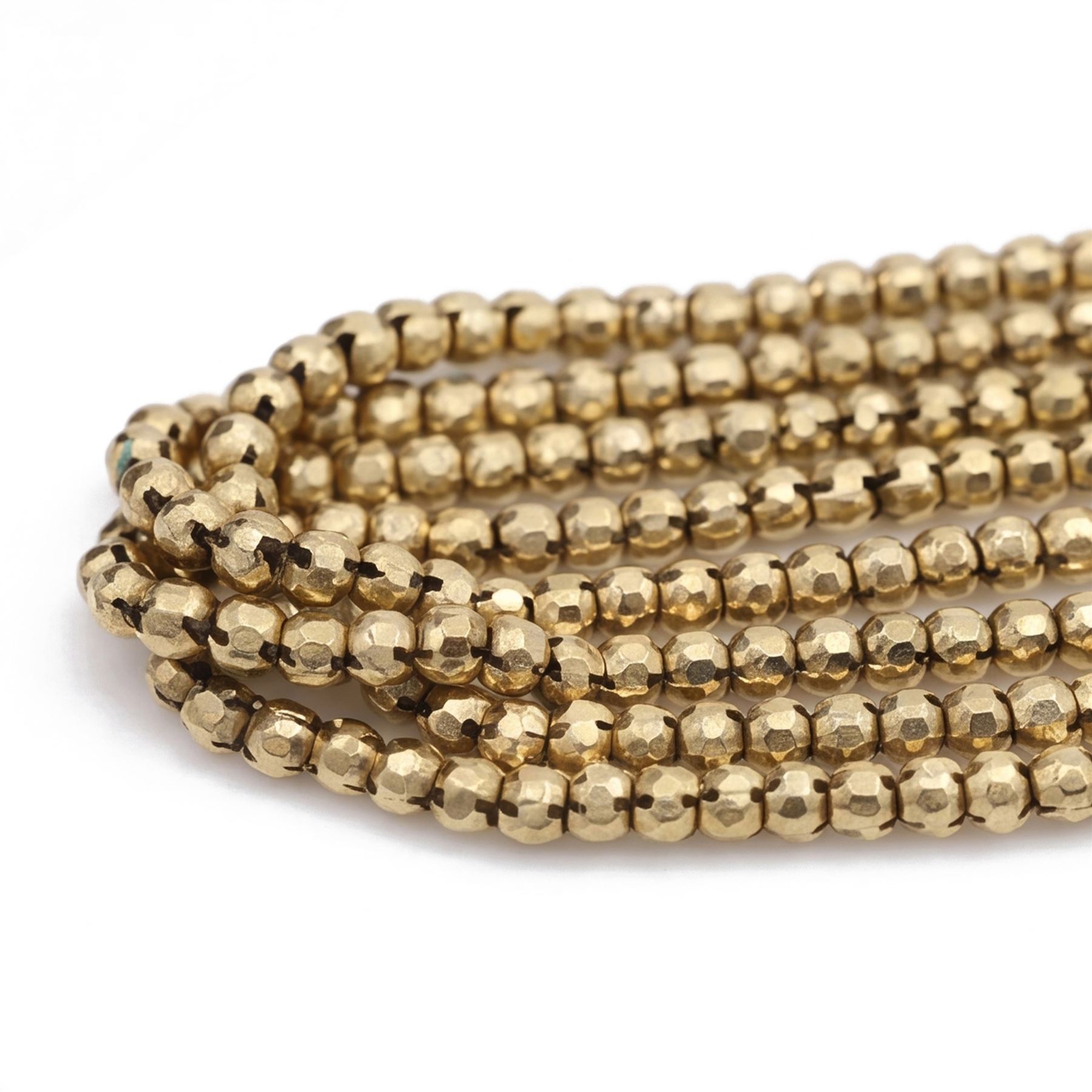 19th century 8ct gold four strand faceted bead necklace
