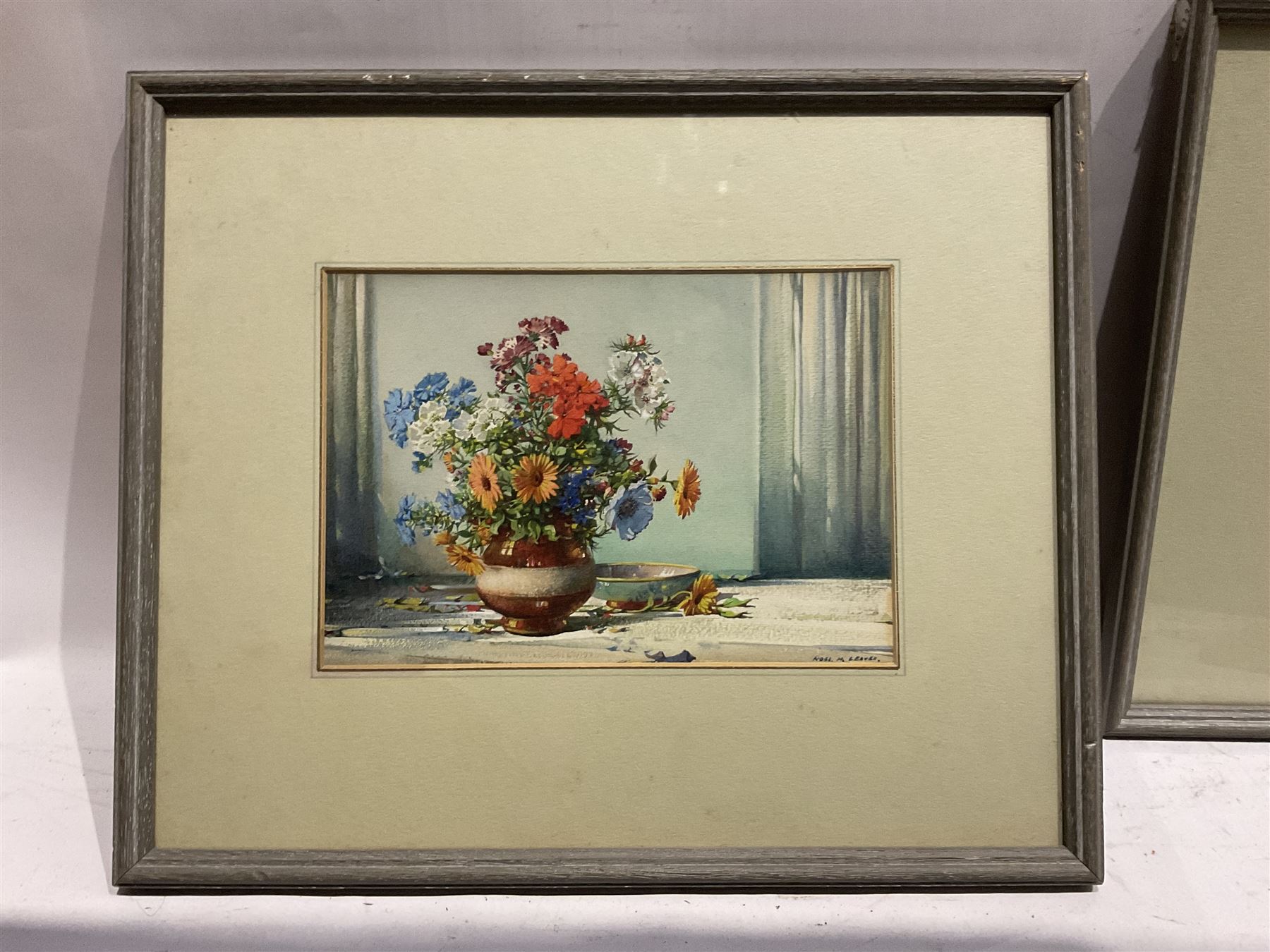 Noel Harry Leaver (British 1889-1951): Still Life of Summer Flowers, pair watercolours signed 17cm x 25cm (2)