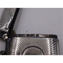 Five Victorian and later silver vesta cases, including Edwardian example with engraved sunburst decoration, hallmarked Abrahall & Bint, Birmingham 1905, and an early 20th century example with engraved foliate decoration and pull-out match compartment, hallmarked Sydney & Co, Birmingham 1910