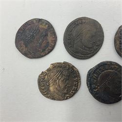 Roman Imperial Coinage, Maxentius (AD 306-312), fourteen bronze folles, most bearing rev. Roma seated in temple holding globe and sceptre (14)