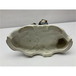 Three Border Fine Arts figures including Boxer with Pups, Capodimonte figure of a drunken pirate, and a brass dog (5)