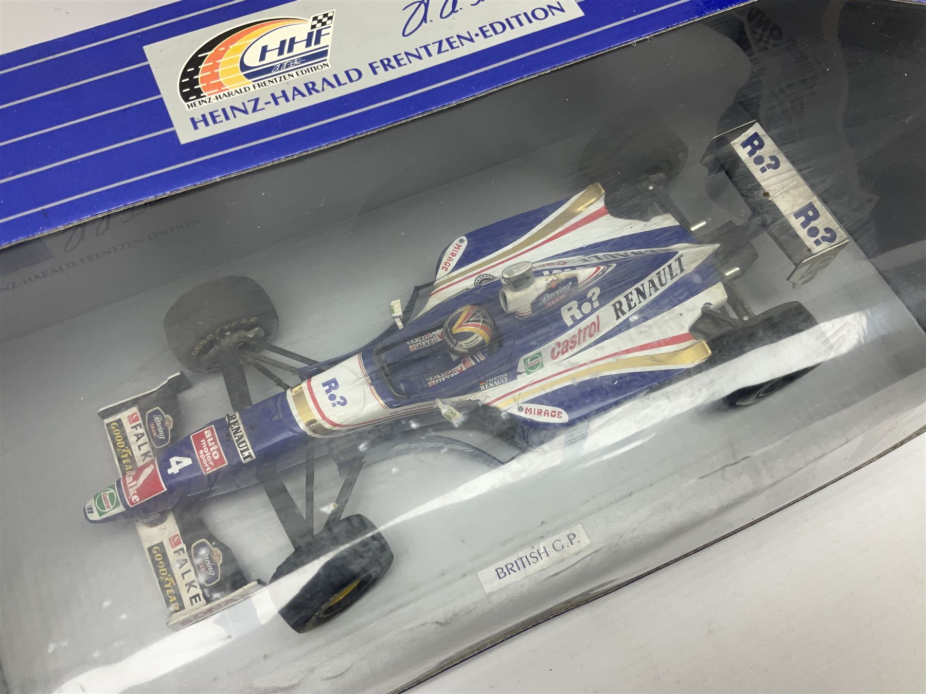 Three Paul's Model Art 1:18 scale die-cast racing cars - Grand Prix Williams Renault FW16 D. Hill; Heinz-Harald Frentzen Edition Sauber Ford C15; and Grand Prix '93 Williams Renault FW15 Damon Hill; together with Heinz-Harald Frentzen Edition Williams Renault 1997; all boxed (4)