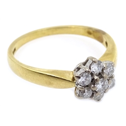  Gold diamond cluster ring, hallmarked 18ct  