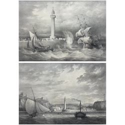 After Francis Nicholson (British 1753-1844): 'To the Trustees of the Piers and Harbour of Whitby', pair lithographs, printed by Graf & Soret and Engelmann & Co, respectively, c.1832, each dedicated by Francis Pickernell (1796-1871), engineer for the Trustees of the Whitby Piers and Harbour Board 1822-1861, 28cm x 40cm (2)