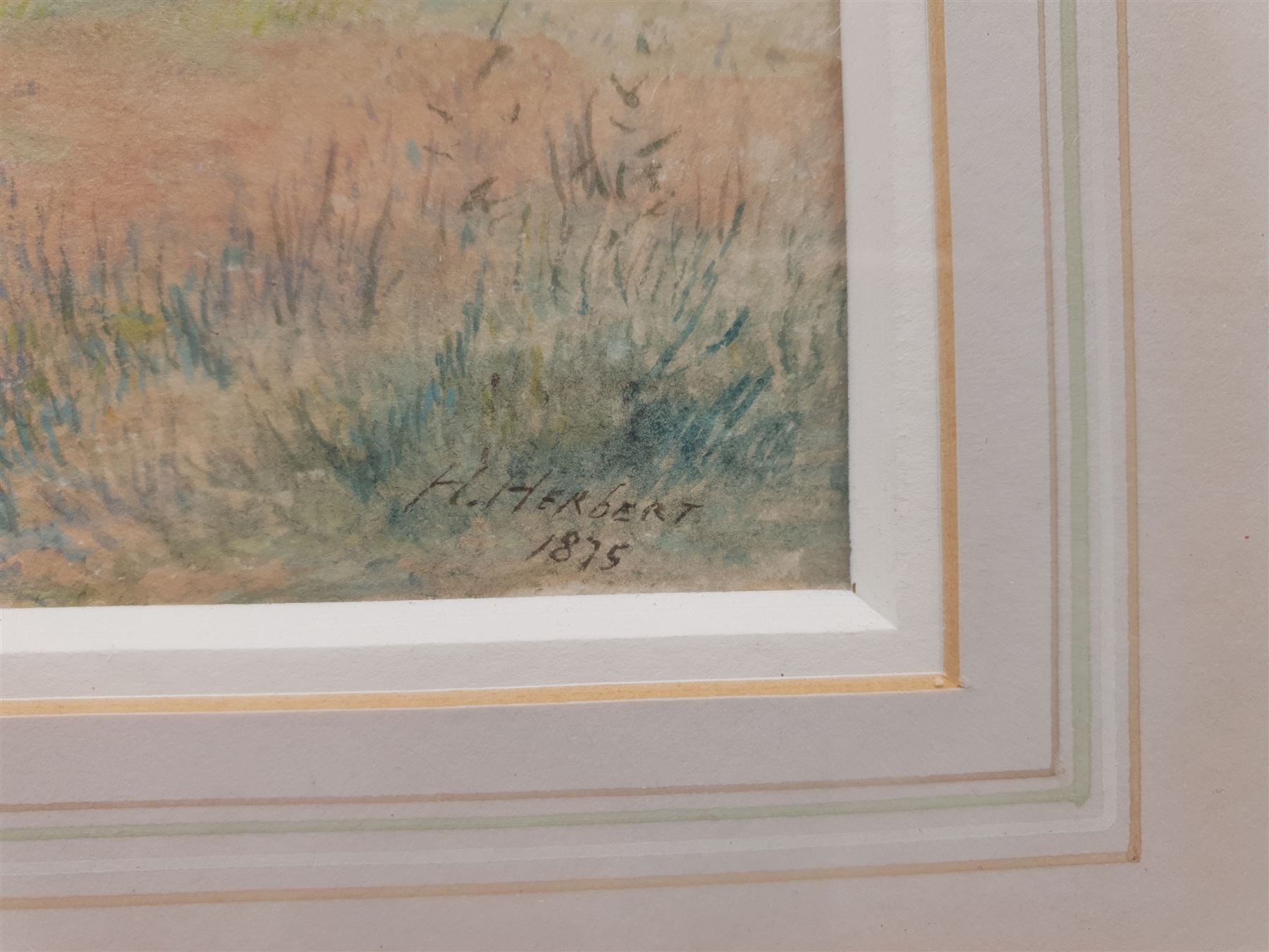 H Herbert (British 19th century): Boy Feeding his Terrier, watercolour signed and dated 1875, 22cm x 28cm