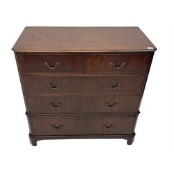Early 20th century mahogany chest, fitted with two short and three long drawers
