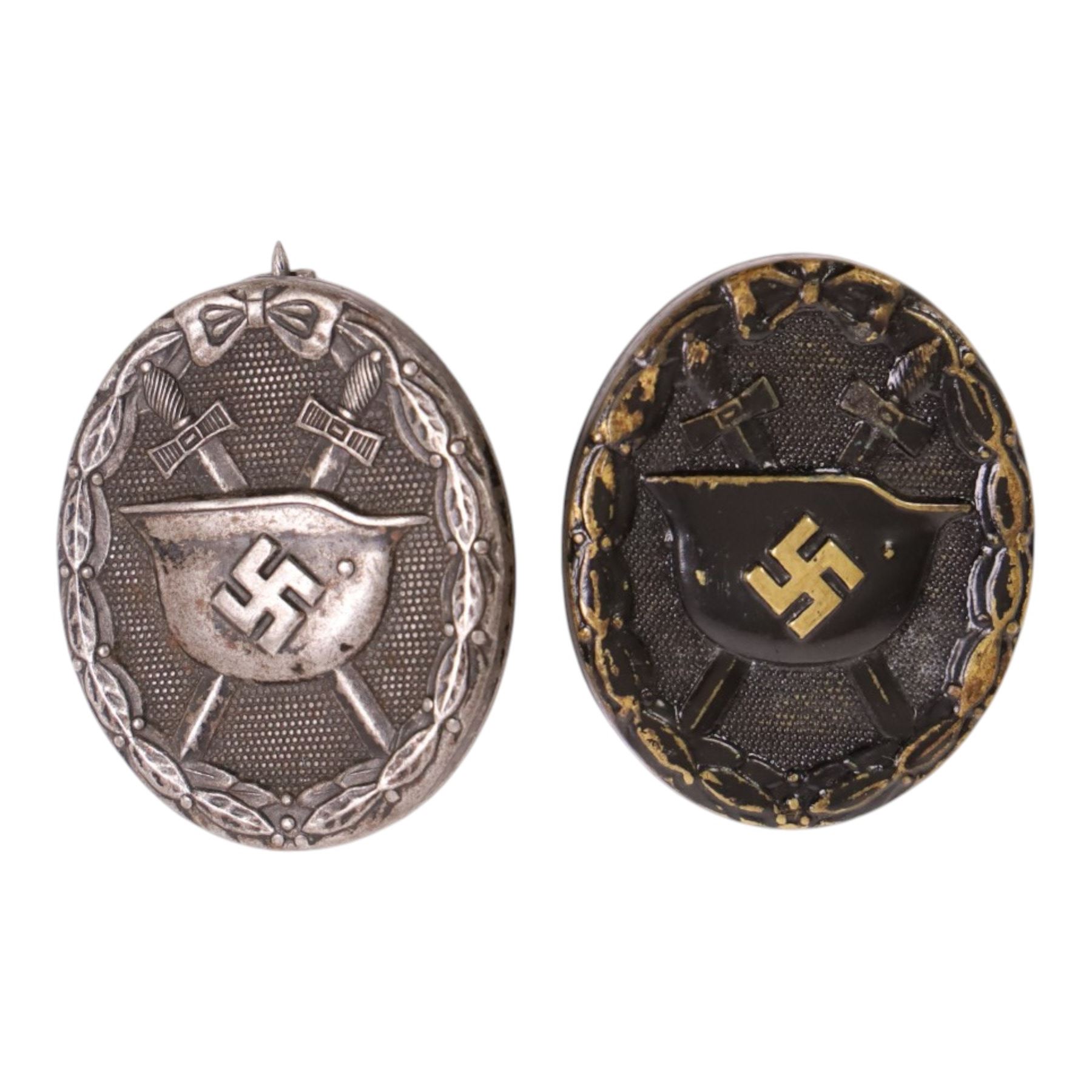 WWII German Third Reich black and silver wound badges