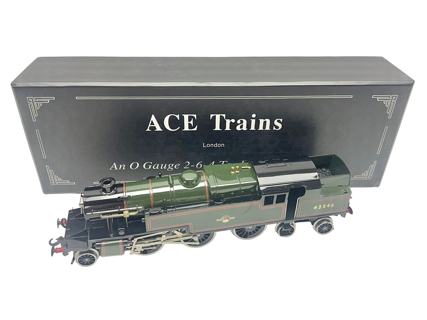 Ace Trains '0' gauge - limited edition E8 Stanier 2-6-4 tank locomotive No.42546 in late BR passenger green with final totem; for two or three rail running; boxed with original packaging and instructions in outer delivery box