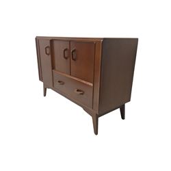 G-Plan - 'Brandon' oak sideboard, fitted with single cupboard and double cupboard over single drawer, raised on splayed tapered supports