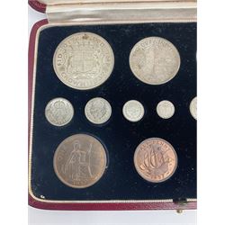 King George VI 1937 fifteen coin specimen set, housed in the official The Royal Mint maroon and gilt case