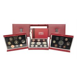 Six The Royal Mint United Kingdom proof coin collections, dated 1993, 1994, 1998, 1999, 2001 and 2003, all in red folders with certificates
