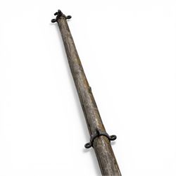 19 foot tall wooden ships mast with metal fittings