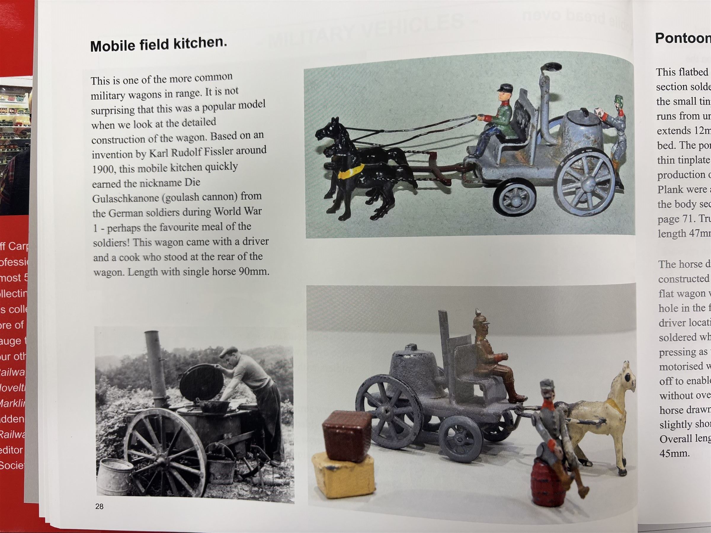 Ernst Plank; Pontoon diorama, with three wagons, pontoon boats, wooden planks and joints with all passengers and drivers, circa 1912, diorama is displayed in book Ernest Plank Miniatures; Vehicles, Transport Toys & Accessories by Jeff Carpenter pages 29 and 30  