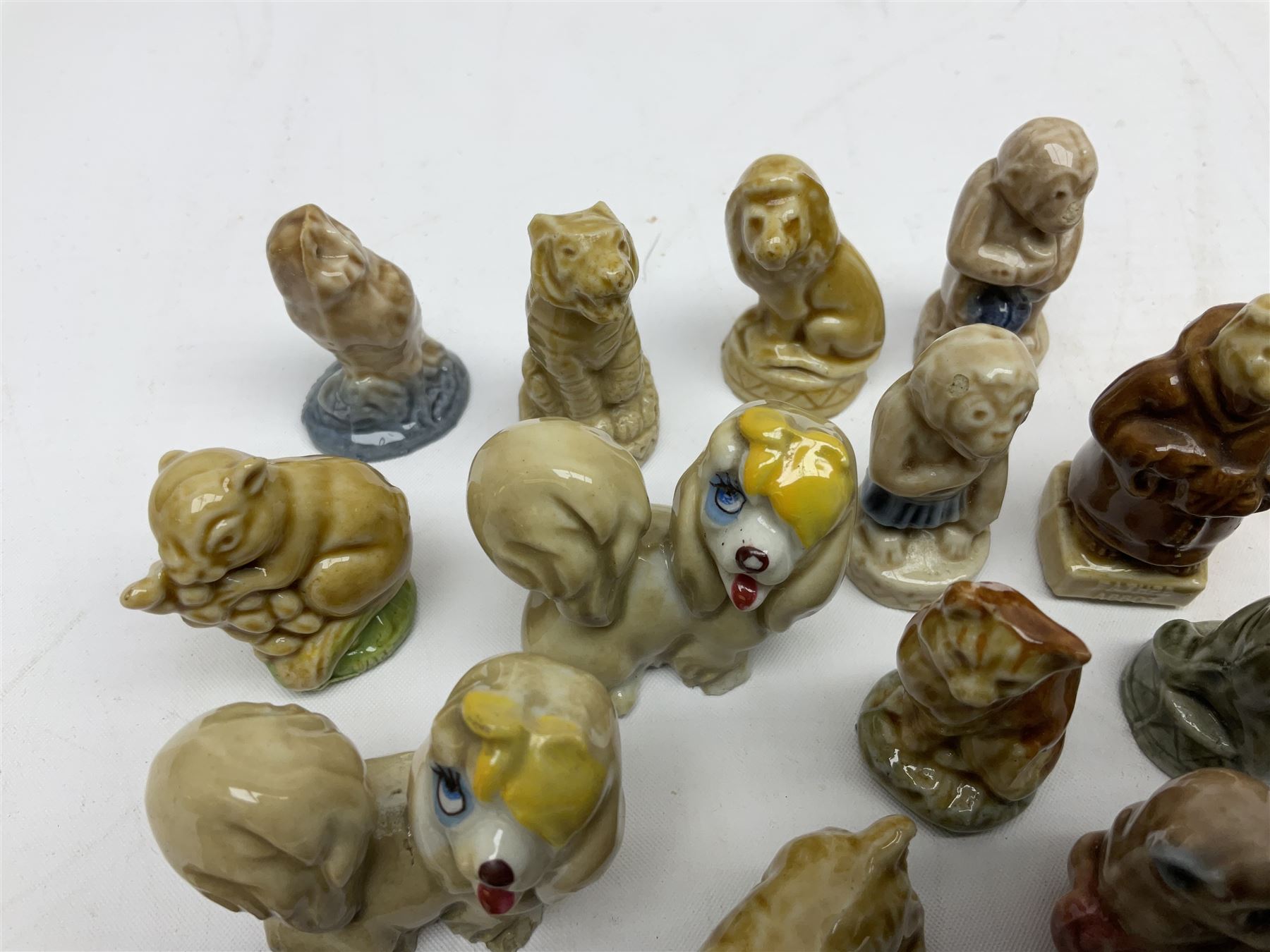 Collection of Wade Whimsies and three hand blown glass deer