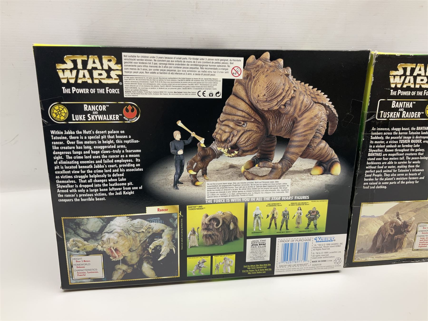 Star Wars - The Power of the Force - Electronic X-Wing Fighter; Rancor and Luke Skywalker; Bantha and Tusken Raider; Jabba the Hutt and Han Solo; and Ronto and Jawa; all in sealed boxes (5)