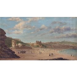 EEK (British 19th Century): Scarborough Beach - South Bay, oil on canvas signed with initials and dated '78, 29cm x 49cm 