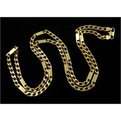 9ct gold fancy Figaro link necklace, Sheffield import mark 1991