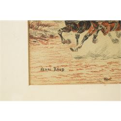 Henri Baud (French 19th/20th Century): French Artillery Charge, pastel on paper signed 14.5cm x 21cm