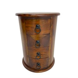 Hardwood circular pedestal chest with four drawers