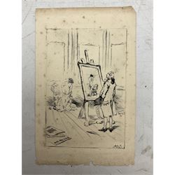 Alexander Brantingham Simpson (British fl.1904-1931): Collection of nine drypoint etchings, variously signed in pencil and in the plates, max 17cm x 28cm (9) (unframed)