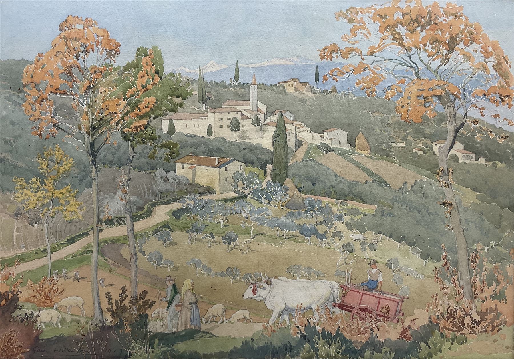 Alexander Gair Wilkinson (British 1882-1957): 'Autumn Day in Tuscany', watercolour signed and dated 1932, 'Fine Art Society' label verso 49cm x 70cm