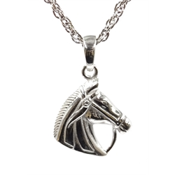  Silver horses head pendant necklace, stamped 925  