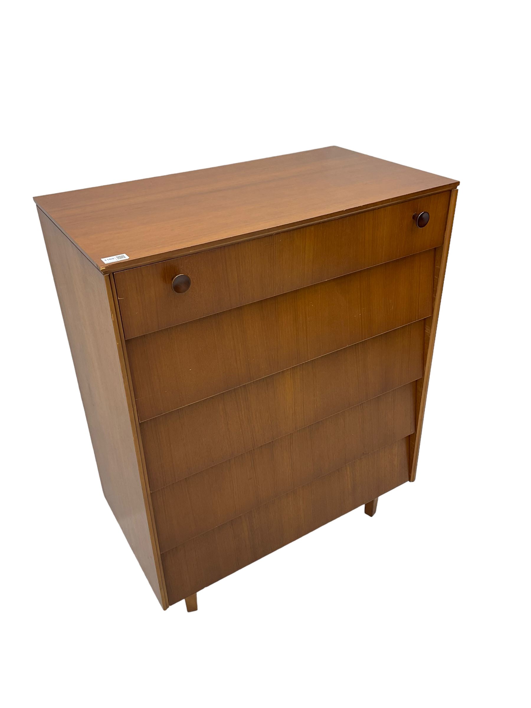 Avalon Yatton - mid-20th century teak chest, fitted with five drawers, on square tapering supports