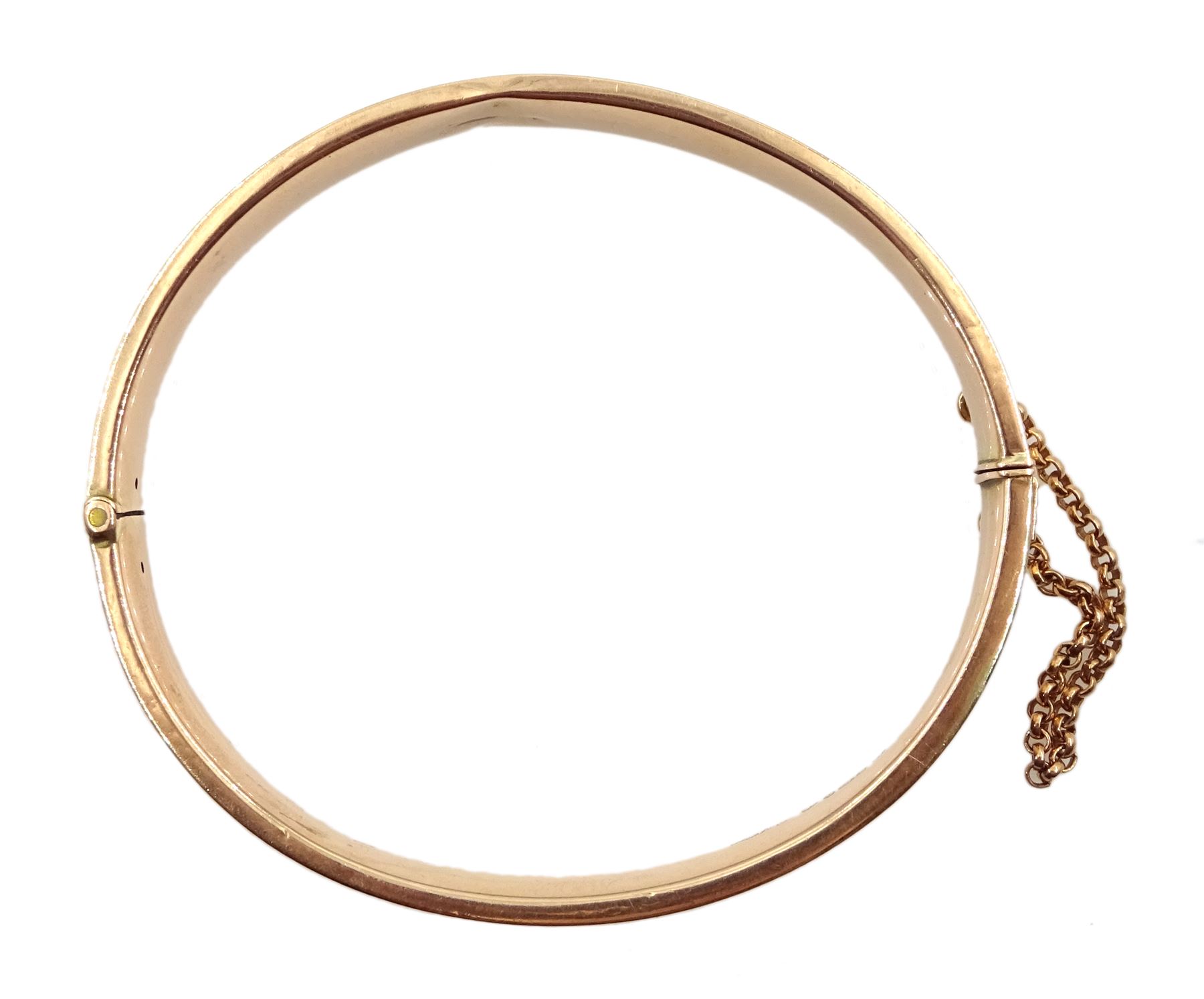 Early 20th century 9ct rose gold hinged bangle approx, Chester 1913, approx 10.7gm