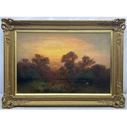 Alfred Fontville de Breanski Jnr. (British 1877-1945): 'When the Sun Goes Down', oil on canvas signed, titled verso 50cm x 75cm