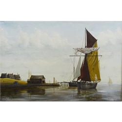 Alan S Philpott (British 20th century): Fishing Boats off the Coast, oil on canvas signed 60cm x 90cm   