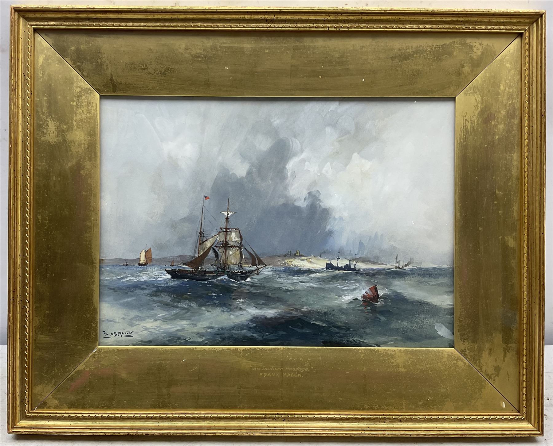 Frank Henry Mason (Staithes Group 1875-1965): 'An Inshore Passage', watercolour and gouache signed 24cm x 34cm 
Provenance: private collection; Tennants Auctioneers 23rd November 2006, sold together with a copy of the sale catalogue