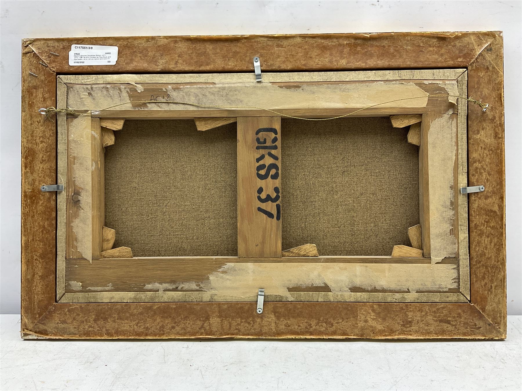 Elaine Katherine Grimshaw (British 1877-1972): Still Life of a Chinese Jar Pipe Book and Spectacles, oil on canvas signed and dated '97, 25cm x 45cm
Notes: Elaine daughter of John Atkinson Grimshaw married E. Ragland Phillips at the age of twenty in 1897. Elaine studied at Balliol College Oxford and whilst there she attended the Ruskin School of Art Oxford. After her marriage, she signed her work, Elaine K Phillips or Elaine Phillips or E Ragland Phillips