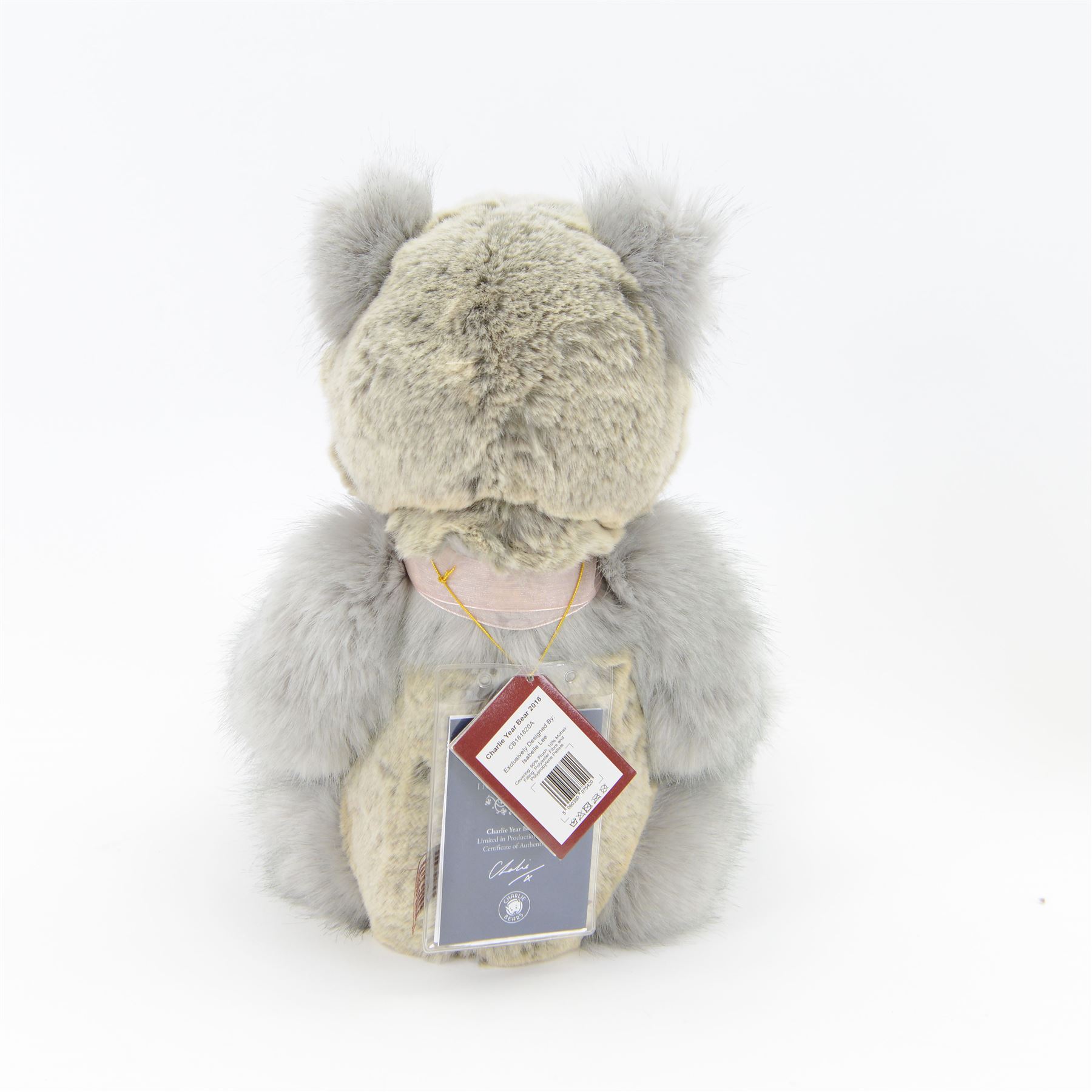 Three Charlie Bears plush jointed bears, to include 'Kenny', with cream fur and woollen scarf, 2018 Bear of the Year and 'Bianca' a rabbit with brown fur, all designed by Isabelle Lee, with tags, tallest H51cm