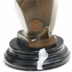 After André Bizette-Lindet - Pair of Art Deco style bronze rabbits, bearing signature and foundry stamp, H15.5cm 