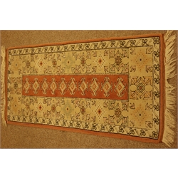  Small Bokhara pattern mat, similar Persian mat and a Turkish mat,70cm x 130cm max (3)  