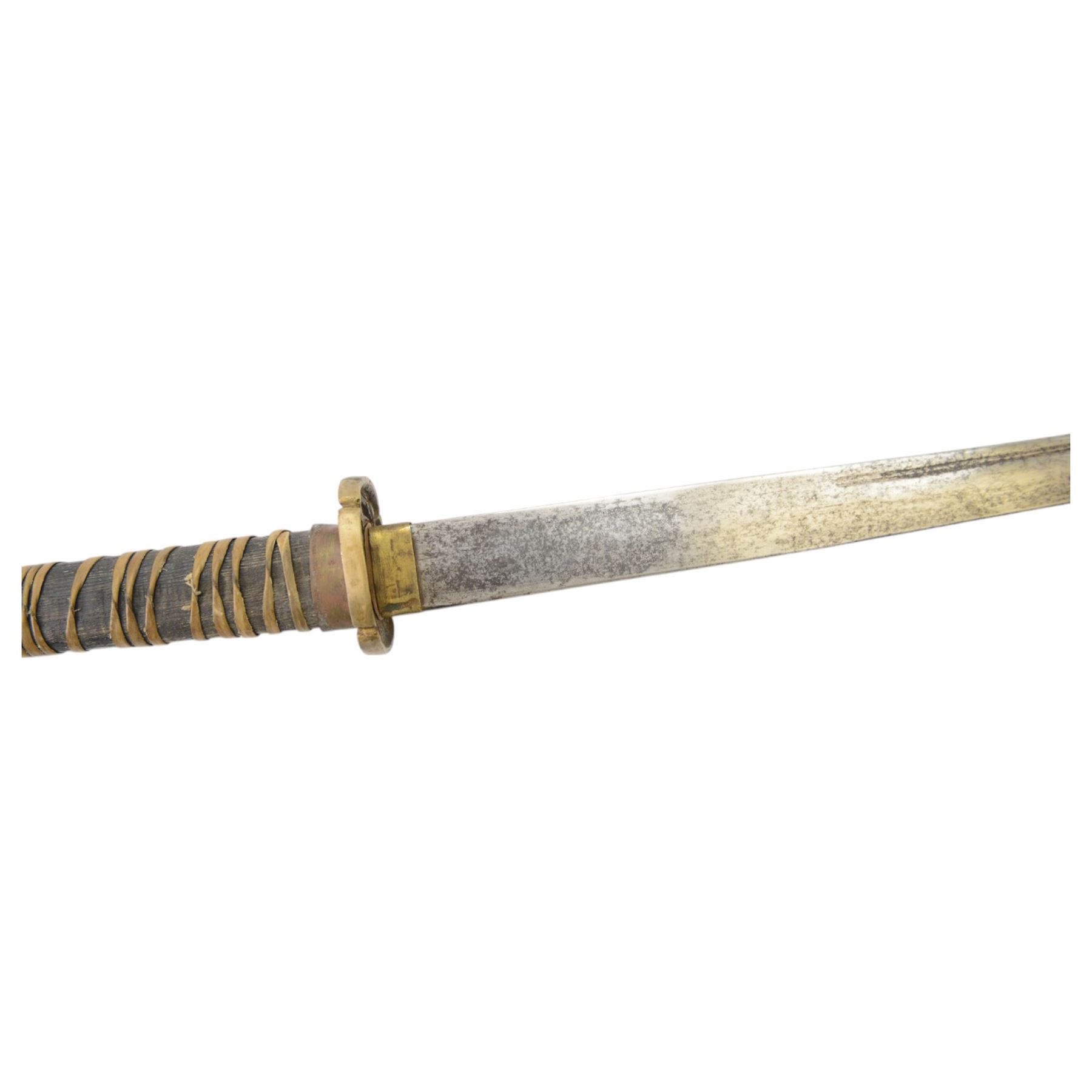 Japanese Shin Gunto Sword, with 70cm steel single edged blade, in green metal scabbard, overall L92cm