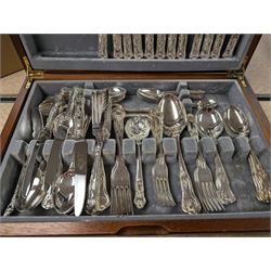 Three cased canteens of cutlery, including King's pattern set and two ivorine handled sets