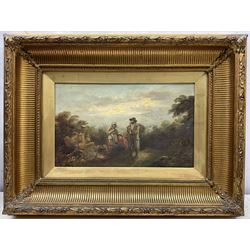 Attrib. Edgar Barclay (British 1842-1913): Wayside Camp, pair oils on canvas, one signed 'Barclay' 24cm x 40cm (2)